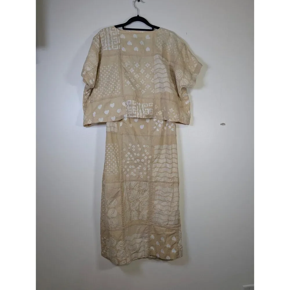 VTG Guana Inc 100% Cotton Patchwork Top & Wrap Skirt Set Boho Lagenlook Artwear - Picture 5 of 16
